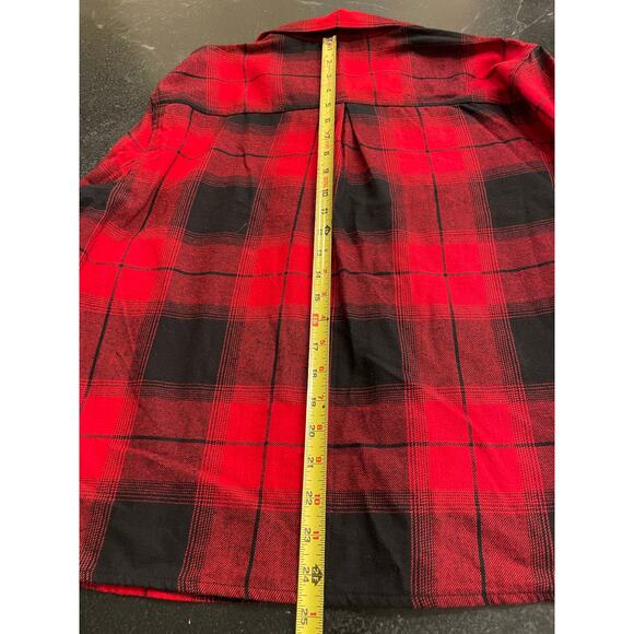 OLD NAVY Red Plaid Boyfriend Shirt / Shacket L - Picture 5 of 8